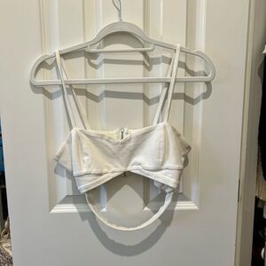 Womens white signature 8 tank crop top